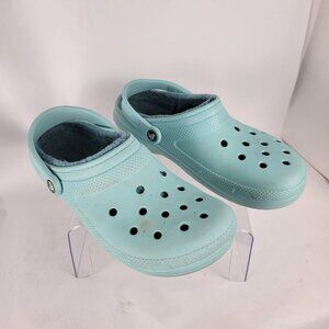 Crocs Classic Womens 12 Blue Slip On Lined Comfort Clogs‎ Sandals Casual